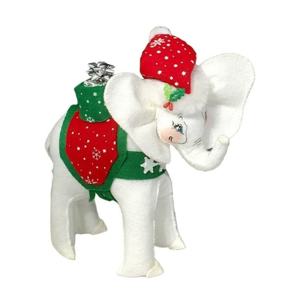 Annalee White Christmas Elephant Snowflake Hat Saddle Gift Basket 8” Retired 07 - Picture 7 of 15